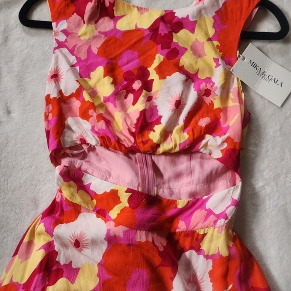 MIKA & GALA  Floral Pink and Red women’s Dress - Picture 9 of 10